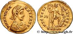 Roman coins HONORIUS Type : Solidus  Date : 395-401 ou 402  Mint name / Town : Milan  Metal : gold  Diameter : 20,5  mm Orientation dies : 12  h. Weight : 4,34  g. Rarity : R1  Obverse legend : D N HO