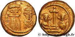 Byzantine coins CONSTANS II, CONSTANTINE IV, HERACLIUS and TIBERIUS Type : Solidus  Date : indiction 12  Date : 662-667  Mint name / Town : Carthage  Metal : gold  Millesimal fineness : 1000  ‰ Diamet