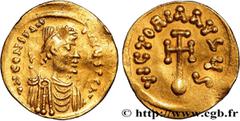 Byzantine coins CONSTANS II Type : Semissis  Date : c. 641-668  Mint name / Town : Constantinople  Metal : gold  Millesimal fineness : 1000  ‰ Diameter : 18  mm Orientation dies : 6  h. Weight : 2,19 