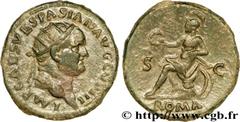 VESPASIANUS Dupondius, (MB, Æ 28) 71 Rome R1 copper (27,5mm, 12,85g, 6h) Obverse : IMP CAES VESPASIAN AVG COS III Tête radiée de Vespasien à droite (O) Reverse : ROMA/ S|C Roma (Rome) en habit militai