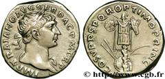 TRAJANUS Denier Augustus 107 Rome R1 silver (17,5mm, 3,20g, 7h) Obverse : IMP TRAIANO AVG GER DAC P M TR P Buste lauré de Trajan à droite, drapé sur l’épaule gauche (O*2) Reverse : COS V P P S P Q R O