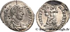 Roman coins THEODOSIUS I Type : Silique  Date : 392-395  Mint name / Town : Trèves  Metal : silver  Millesimal fineness : 900  ‰ Diameter : 17,5  mm Orientation dies : 12  h. Weight : 2,02  g. Rarity 