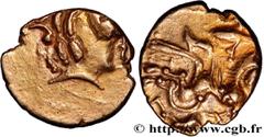 Celtic coins GALLIA - AULERCI CENOMANI (Area of Le Mans) Type : Quart de statère d'or au cheval androcéphale et au personnage allongé  Date : c. 80-50 AC.  Mint name / Town : Le Mans (72)  Metal : gol