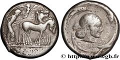 Greek Coins SICILY - SYRACUSE Type : Tétradrachme  Date : c. 480-475 AC.  Mint name / Town : Syracuse, Sicile  Metal : silver  Diameter : 25  mm Orientation dies : 11  h. Weight : 17,22  g. Rarity : R