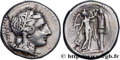 Greek Coins SICILY - SYRACUSE Type : Tétradrachme  Date : c. 305-295 AC.  Mint name / Town : Syracuse, Sicile ou Afrique  Metal : silver  Diameter : 25,5  mm Orientation dies : 3  h. Weight : 16,45  g