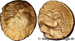 Celtic coins ANDECAVI (Area of Angers) Type : Statère d’or “à l’aigrette” et au décor cloisonné  Date : Ier siècle avant J.-C.  Metal : gold  Diameter : 19  mm Orientation dies : 6  h. Weight : 7,35  