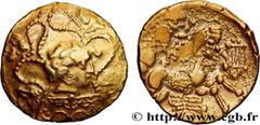 Celtic coins VENETI (Area of Vannes) Type : Statère d’or à la petite tête nue  Date : IIe siècle avant J.-C.  Mint name / Town : Vannes (56)  Metal : gold  Diameter : 19  mm Orientation dies : 10  h. 