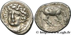 Greek Coins THESSALY - LARISSA Type : Drachme  Date : c. 350 AC.  Mint name / Town : Larissa, Thessalie  Metal : silver  Diameter : 17  mm Orientation dies : 6  h. Weight : 5,93  g. Rarity : R2  Obver