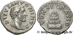Roman coins DIVUS ANTONINUS PIUS Type : Denier  Date : 161  Mint name / Town : Rome  Metal : silver  Millesimal fineness : 800  ‰ Diameter : 18,5  mm Orientation dies : 5  h. Weight : 3,28  g. Rarity 