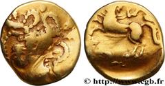Celtic coins VENETI (Area of Vannes) Type : Quart de statère d’or au personnage ailé  Date : IIe siècle avant J.-C.  Mint name / Town : Vannes (56)  Metal : gold  Diameter : 14  mm Orientation dies : 