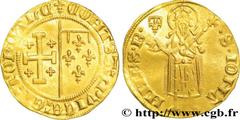 PROVENCE - COUNTY OF PROVENCE - JEANNE OF NAPOLY Florin d'or à la chambre c. 1369-1370 Saint-Rémy R1 gold (21,5mm, 3,01g, 9h) Obverse : (lis) COMTSAx PVICEx ETx FORCALC, (ponctuation par deux sautoirs