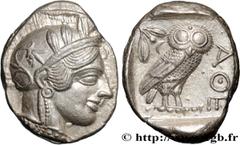 Greek Coins ATTICA - ATHENS Type : Tétradrachme  Date : c. 430 AC.  Mint name / Town : Athènes  Metal : silver  Diameter : 26,5  mm Orientation dies : 6  h. Weight : 17,26  g. Obverse legend : Anépigr