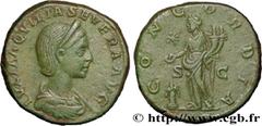 Roman coins AQUILIA SEVERA Type : Sesterce  Date : 220-221  Mint name / Town : Rome  Metal : copper  Millesimal fineness : 500  ‰ Diameter : 29  mm Orientation dies : 12  h. Weight : 20,84  g. Rarity 