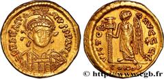 Byzantine coins ANASTASIUS Type : Solidus  Date : 507-518  Mint name / Town : Constantinople  Metal : gold  Millesimal fineness : 1000  ‰ Diameter : 19,5  mm Orientation dies : 6  h. Weight : 4,33  g.