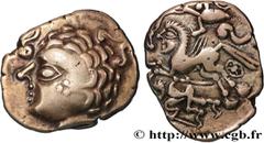 Celtic coins GALLIA - AULERCI CENOMANI (Area of Le Mans) Type : Statère d'or au cheval androcéphale et au personnage allongé, aux deux armes   Date : c. 80-50 AC.  Mint name / Town : Le Mans (72)  Met