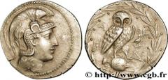 ATTICA - ATHENS Tétradrachme stéphanophore c. 165-155 AC. Attique, Athènes R2 silver (33mm, 16,93g, 12h) Obverse : Anépigraphe Tête d'Athéna à droite, coiffée du casque attique à cimier, orné d'un gri