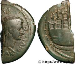 Roman coins GALLIA - VIENNA - VIENNE - JULIUS CAESAR and OCTAVIAN Type : Dupondius  Date : 36 AC.  Mint name / Town : Vienne, Gaule  Metal : copper  Diameter : 30,5  mm Orientation dies : 12  h. Weigh
