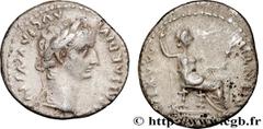 Roman coins TIBERIUS Type : Denier  Date : c. 15-22  Mint name / Town : Lyon  Metal : silver  Millesimal fineness : 950  ‰ Diameter : 18,5  mm Orientation dies : 9  h. Weight : 3,55  g. Obverse legend