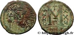 Byzantine coins JUSTINIAN I Type : Follis  Date : an 25  Mint name / Town : Theoupolis (Antioche)  Metal : copper  Diameter : 34  mm Orientation dies : 5  h. Weight : 19,63  g. Rarity : R1  Officine :