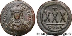 Byzantine coins TIBERIUS II CONSTANTINE Type : Trois quarts de follis  Date : 578-579  Mint name / Town : Constantinople  Metal : copper  Diameter : 32,5  mm Orientation dies : 6  h. Weight : 13,84  g