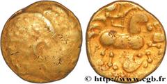 Celtic coins DUROCASSIS (Area of Dreux) Type : Quart de statère d’or à l’oreille centrée d’un point  Date : c. 120-70 AC.  Metal : gold  Diameter : 12,5  mm Orientation dies : 1  h. Weight : 1,77  g. 