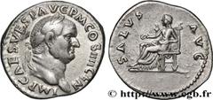 Roman coins VESPASIAN Type : Denier  Date : 73  Mint name / Town : Rome  Metal : silver  Millesimal fineness : 900  ‰ Diameter : 19  mm Orientation dies : 6  h. Weight : 3,44  g. Rarity : R1  Obverse 