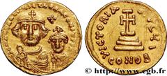 Byzantine coins HERACLIUS and HERACLIUS CONSTANTINE Type : Solidus  Date : 616-625  Mint name / Town : Constantinople  Metal : gold  Millesimal fineness : 1000  ‰ Diameter : 18,5  mm Orientation dies 