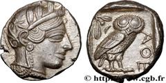 Greek Coins ATTICA - ATHENS Type : Tétradrachme  Date : c. 430 AC.  Mint name / Town : Athènes  Metal : silver  Diameter : 24,5  mm Orientation dies : 9  h. Weight : 17,25  g. Obverse legend : Anépigr
