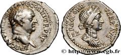 Roman coins VESPASIAN Type : Denier  Date : 71  Mint name / Town : Éphèse  Metal : silver  Millesimal fineness : 900  ‰ Diameter : 18  mm Orientation dies : 6  h. Weight : 3,37  g. Rarity : R2  Obvers