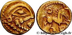 Celtic coins GALLIA BELGICA - BELLOVACI (Area of Beauvais) Type : Quart de statère d'or à l'astre, cheval à droite  Date : c. 80-50 AC.  Mint name / Town : Beauvais (60)  Metal : gold  Diameter : 11,5
