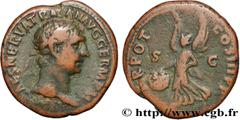 Roman coins TRAJANUS Type : As  Date : 100  Mint name / Town : Rome  Metal : copper  Diameter : 28,5  mm Orientation dies : 5  h. Weight : 12,47  g. Obverse legend : IMP CAES NERVA TRAIAN AVG GERM P M