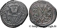 Byzantine coins MAURICIUS TIBERIUS Type : Follis  Date : an 20  Mint name / Town : Cyzique  Metal : copper  Diameter : 31,5  mm Orientation dies : 7  h. Weight : 13,05  g. Rarity : R1  Officine : 1re 