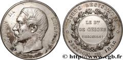 Medals SECOND EMPIRE Type : Médaille, corps législatif, Baron Alexandre de Geiger  Date : 1858  Metal : silver plated copper  Diameter : 50,5  mm Engraver : BARRE Albert Désiré (1818-1878)  Weight : 5