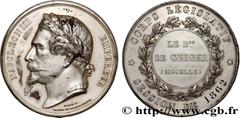Medals SECOND EMPIRE Type : Médaille, Corps législatif, Baron Alexandre de Geiger  Date : 1862  Metal : silver plated copper  Diameter : 50,5  mm Engraver : CAQUÉ Armand Auguste (1795-1881)   Weight :