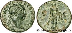 TRAJANUS Semis, (PB, Æ 18) Augustus 101 Rome R1 copper (17,5mm, 3,19g, 6h) Obverse : IMP CAES NERVA TRAIAN AVG Tête laurée de Trajan à droite (O*) Reverse : S|C Statue d'Hercule debout de face posée s