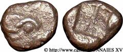 MASSALIA - MARSEILLE(525/520-480-474 avant J.-C.) Trois-quarts de litra du type du trésor d’Auriol à la tête de veau N° v15_0043    Date : c. 480-470 AC. Métal : argent Diamètre : 8,5mm Axe des coins 