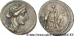 LICINIA(55 avant J.-C.)Publius Licinius Crassus Denier N° v15_1491    Date : 55 AC. Nom de l'atelier : Rome Métal : argent Diamètre : 18mm Axe des coins : 9h. Poids : 4,22g. Degré de rareté : R1 Etat 