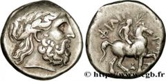MACEDONIA - MACEDONIAN KINGDOM - PHILIP II Tétradrachme c. 342/341 - 329/8 AC. Macédoine, Amphipolis R2 silver (23mm, 14,49g, 12h) Obverse : Anépigraphe Tête laurée de Zeus à droite Reverse : Cavalier