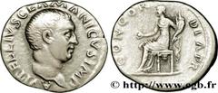 VITELLIUS Denier 69 Rome R2 silver (17mm, 2,84g, 6h) Obverse : A VITELLIVS GERMANICVS IMP Tête nue de Vitellius à droite (O°) Reverse : CONCOR-DIA P R Concordia (la Concorde) assise à gauche, drapée, 