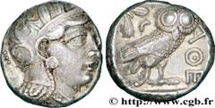 ATTICA - ATHENS Tétradrachme c. 410-405 AC. Athènes, Attique silver (23mm, 17,22g, 9h) Obverse : Anépigraphe Tête d'Athéna à droite, coiffée du casque attique à cimier, orné de trois feuilles d'olivie