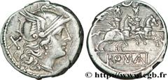 ROMAN REPUBLIC - ANONYMOUS Denier c. 207 AC. Rome R2 silver (18,5mm, 4,14g, 2h) Obverse : Anépigraphe Tête casquée de Rome à droite ; derrière X Reverse : ROMA en relief à l'exergue dans un cartouche 