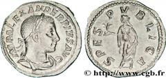 SEVERUS ALEXANDER Denier Augustus 232 Rome silver (19mm, 3,17g, 12h) Obverse : IMP ALEXANDER PIVS AVG Buste lauré et drapé d'Alexandre Sévère à droite, vu de trois quarts en avant (A*21) Reverse : SPE