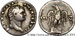 TITUS(1/07/69-13/09/81)Titus Flavius VespasianusCo-empereur(07/71-24/06/79) Denier N° v16_0508    Date : 76 Nom de l'atelier : Rome Métal : argent Diamètre : 18mm Axe des coins : 6h. Poids : 3,20g. De