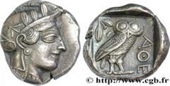 ATTICA - ATHENS Tétradrachme c. 430 AC. Athènes, Attique silver (26mm, 17,16g, 9h) Obverse : Anépigraphe Tête d'Athéna à droite, coiffée du casque attique à cimier, orné de trois feuilles d'olivier et