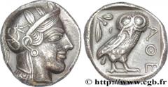 ATTICA - ATHENS Tétradrachme c. 420-410 AC. Athènes, Attique silver (25,5mm, 17,01g, 7h) Obverse : Anépigraphe Tête d'Athéna à droite, coiffée du casque attique à cimier, orné de trois feuilles d'oliv