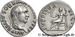 VITELLIUS Denier 69 Rome R2 silver (19,5mm, 3,52g, 6h) Obverse : A VITELLIVS GERMAN IMP TR P Tête laurée de Vitellius à droite (O*) Reverse : IVPPITER VICTOR Statue de Jupiter à demi-nu assis à gauche