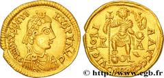 LIBIUS SEVERUS Solidus Autonumous coinage of Wisigoth for Tolosa c. 461-465 Toulouse R3 gold (20,5mm, 4,37g, 6h) Obverse : D N LIBIVS SEVE-RVS P F AVG Buste diadémé, drapé et cuirassé de Libius Sévéru