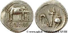 JULES CESAR(13/07/100-15/03/44 avant J.-C.)Caius Julius Cوsar Denier N° v18_0256    Date : 49 AC. Nom de l'atelier : Gaule ou Italie Métal : argent Diamètre : 20mm Axe des coins : 3h. Poids : 3,91g. E