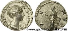 FAUSTINE JEUNE(+175)Annia Galeria FaustinaAugusta(146-175) Denier N° v18_0401    Date : 147-148 Nom de l'atelier : Rome Métal : argent Diamètre : 18mm Axe des coins : 12h. Poids : 3,13g. Degré de rare