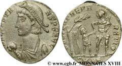 CONSTANS(25/12/335-18/01/350)Flavius Julius ConstansAuguste(9/09/337-18/01-350) Maiorina N° v18_0710    Date : 349 Nom de l'atelier : Hellespont, Cyzique Métal : cuivre Diamètre : 21mm Axe des coins :